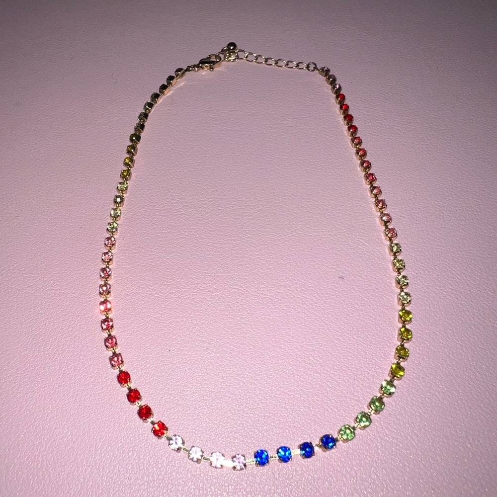 Multicolor diamond choker